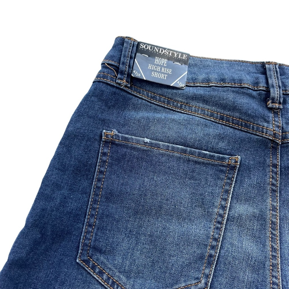 Sound Style Womens 4 26 Med Wash Denim Hope High Rise Vintage Reunion Jean Short - Picture 12 of 14